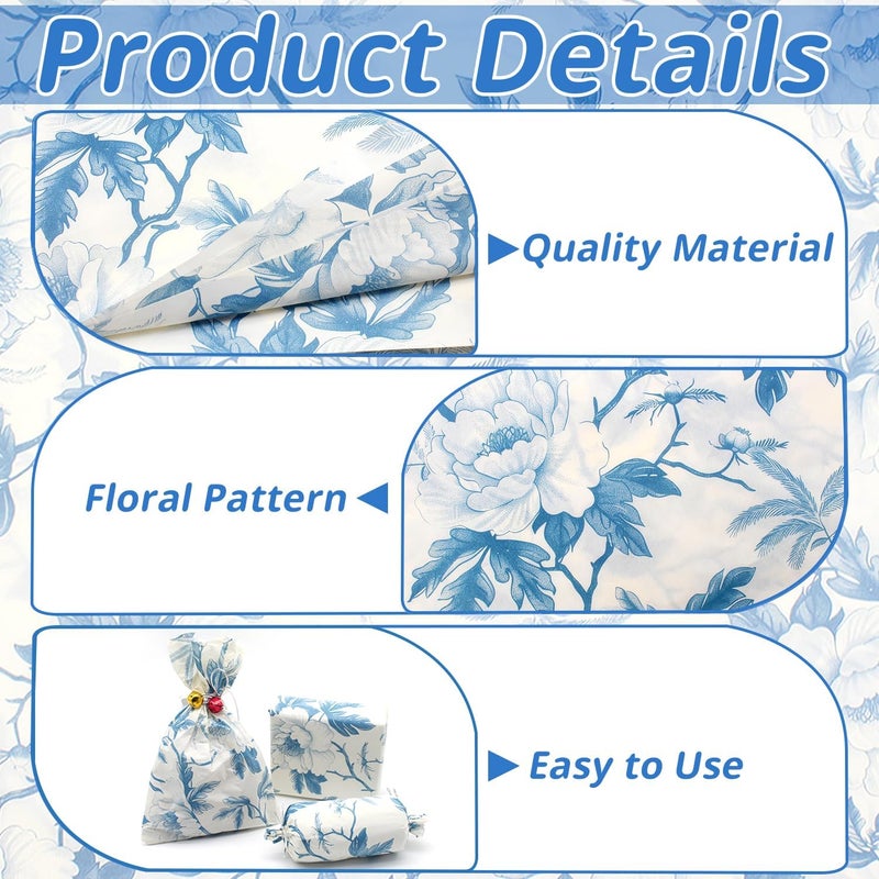 Benvo Floral Tissue Paper 20x29 Inch - 20 Sheets Decoupage Craft Paper for Gift Wrapping, Flower DIY Art Projects, Spring Wedding, Birthday & Baby Shower Decorations(Style M) - Image 3